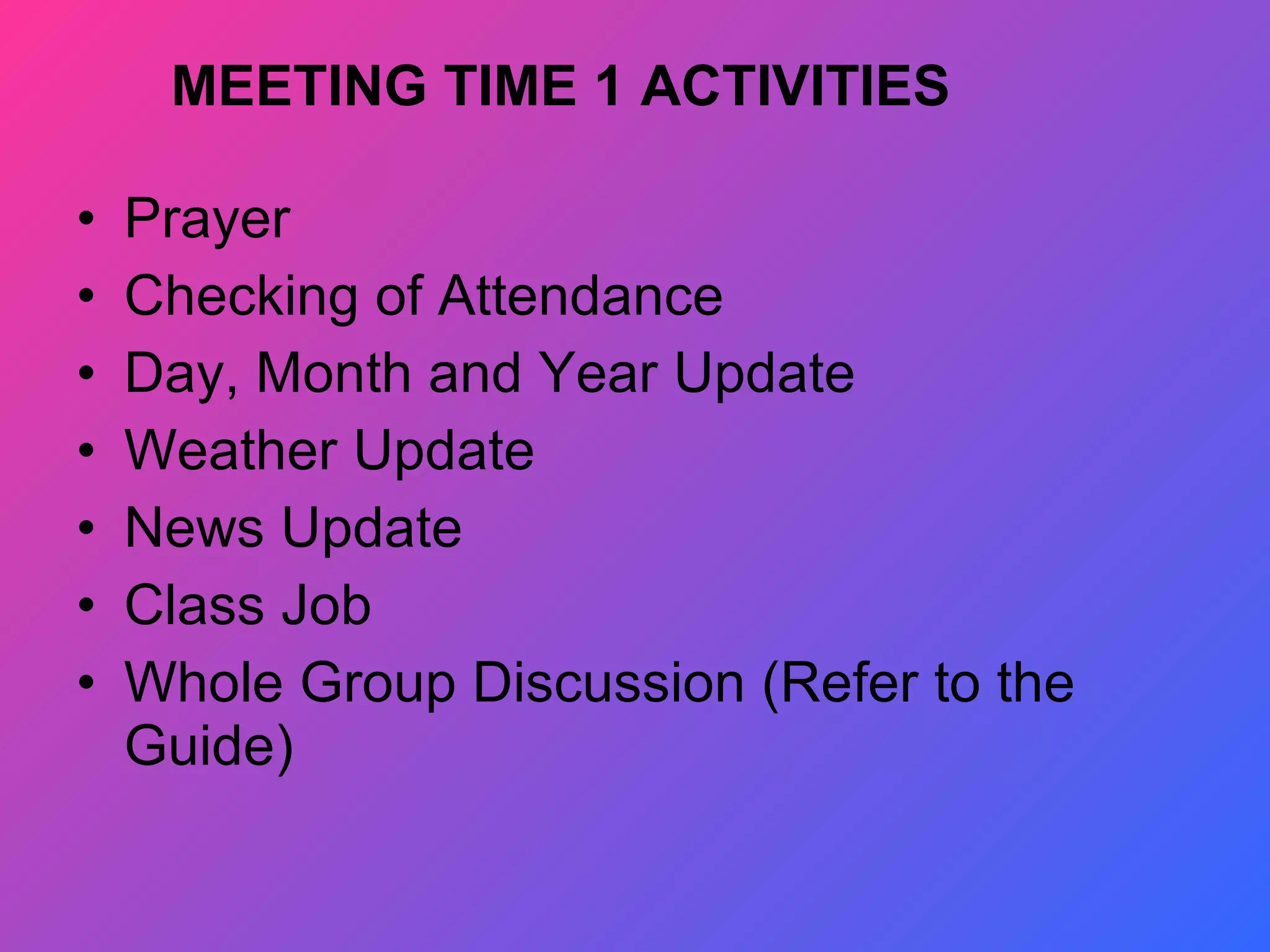 Managing Blocks of Time in a Kindergarten Class PPT