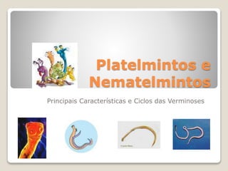 Platelmintos e
Nematelmintos
Principais Características e Ciclos das Verminoses
 