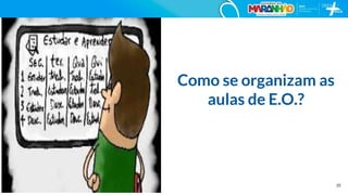 35
Como se organizam as
aulas de E.O.?
 