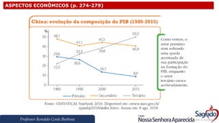 Professor Ronaldo Costa Barbosa
ASPECTOS ECONÔMICOS (p. 274-279)
 