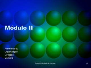Módulo II Planeamento Organização Direcção Controlo Gestão e Organização de Empresas 