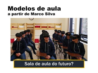 Modelos de aula
a partir de Marco Silva
Sala de aula do futuro?
 