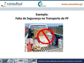 Exemplo:
Falta de Segurança no Transporte de PF
37
 