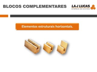 BLOCOS COMPLEMENTARES
Elementos estruturais horizontais.
 