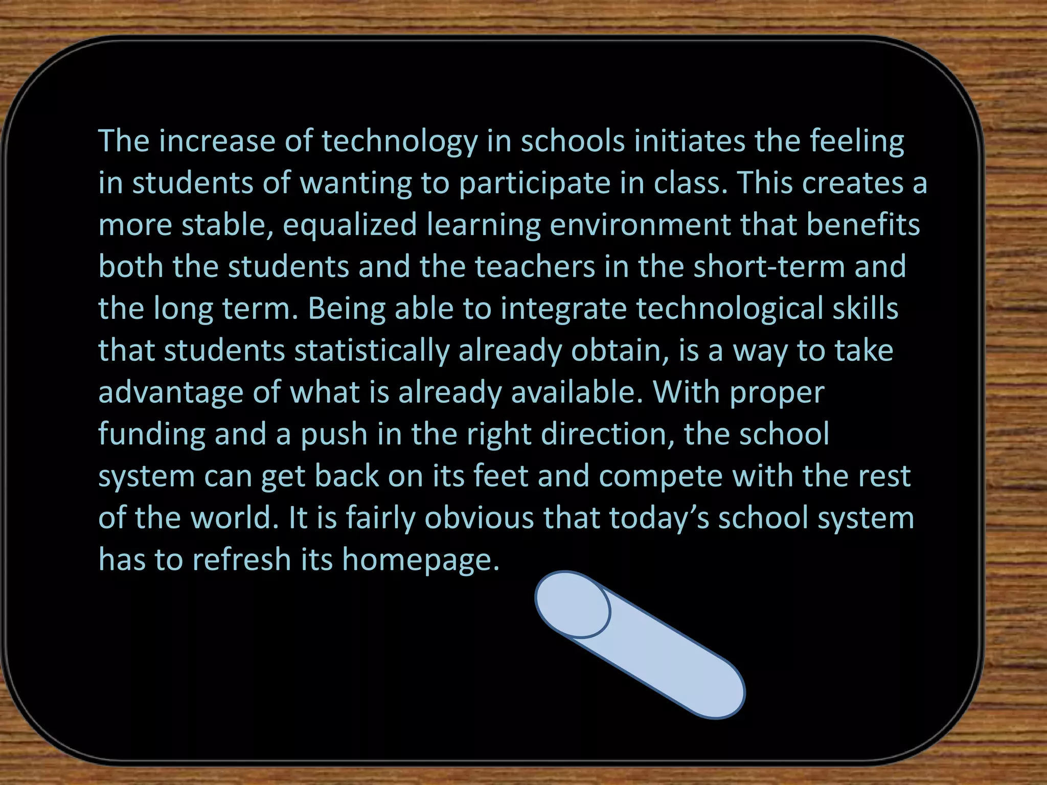 http://www.frankwbaker.com/mediause.htmThe use of technology among children in today’s world is increasing at an alarming rate. These charts from Women’s Day magazine and the LA Times  express the truth of how the youth of the U.S. truly functions, and gives an underlying message of how the school system should adapt to this information.