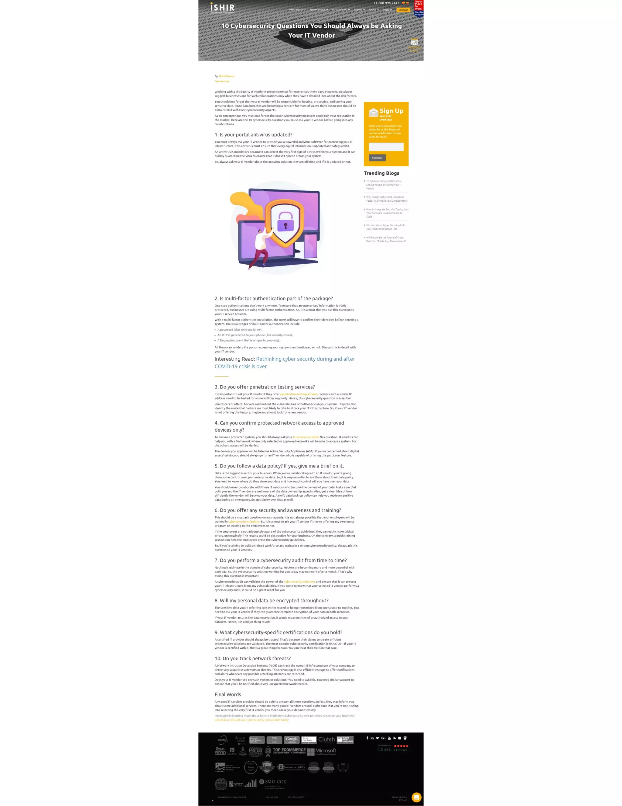 10 Cybersecurity Questions You Should Always be Asking Your IT Vendor