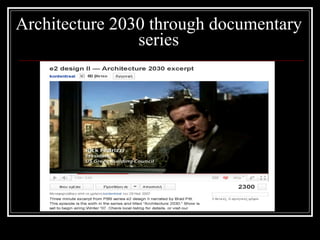 Architecture 2030 through documentary series 