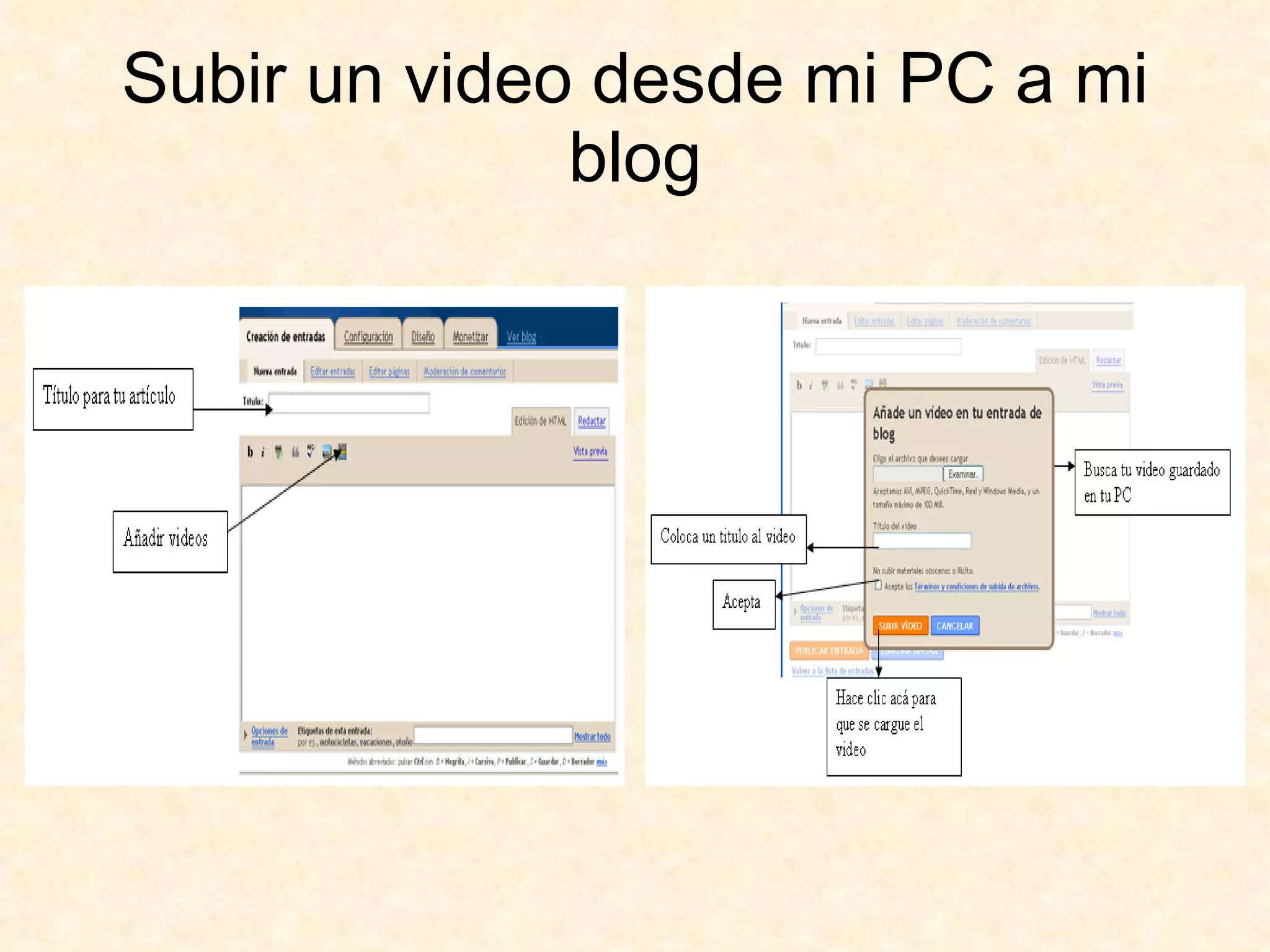 Subir un video desde mi PC a mi blog 