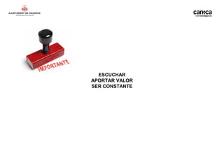 ESCUCHAR
APORTAR VALOR
SER CONSTANTE
 