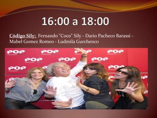 Código Sily: Fernando "Coco" Sily - Dario Pacheco Barassi -
Mabel Gomez Romeo - Ludmila Gurchenco
 