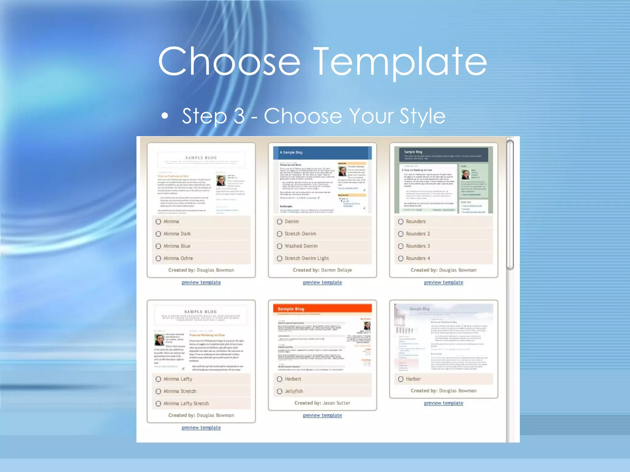 Choose Template Step 3 - Choose Your Style 
