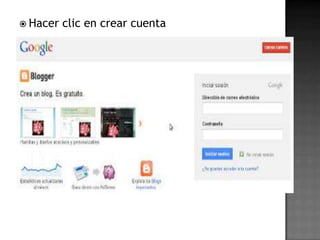  Hacer clic en crear cuenta
 