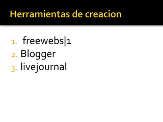 freewebs|1
2. Blogger
3. livejournal
1.

 