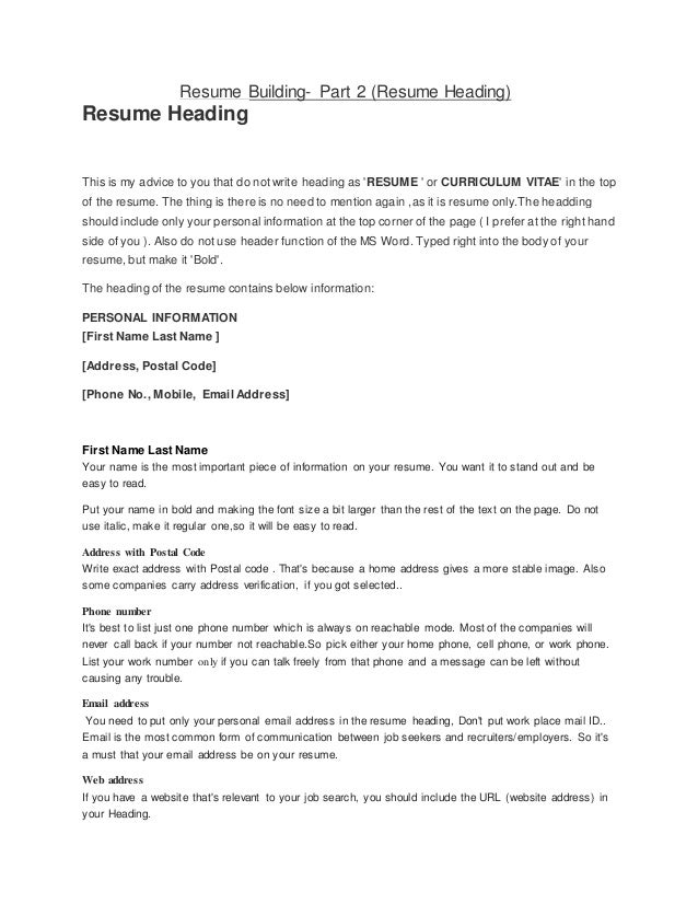 resume building part 2 email address on resumes