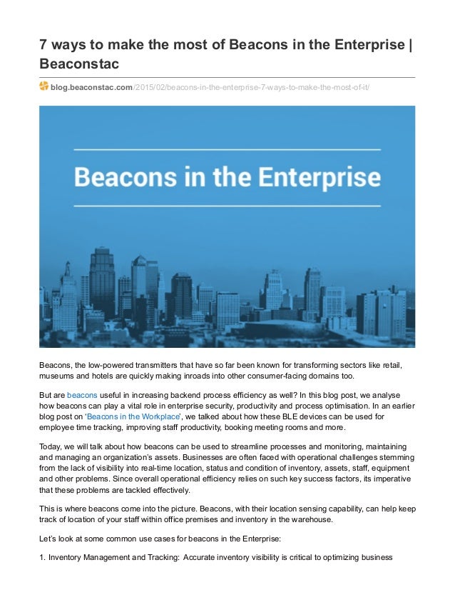 7 ways to make the most of Beacons in the Enterprise