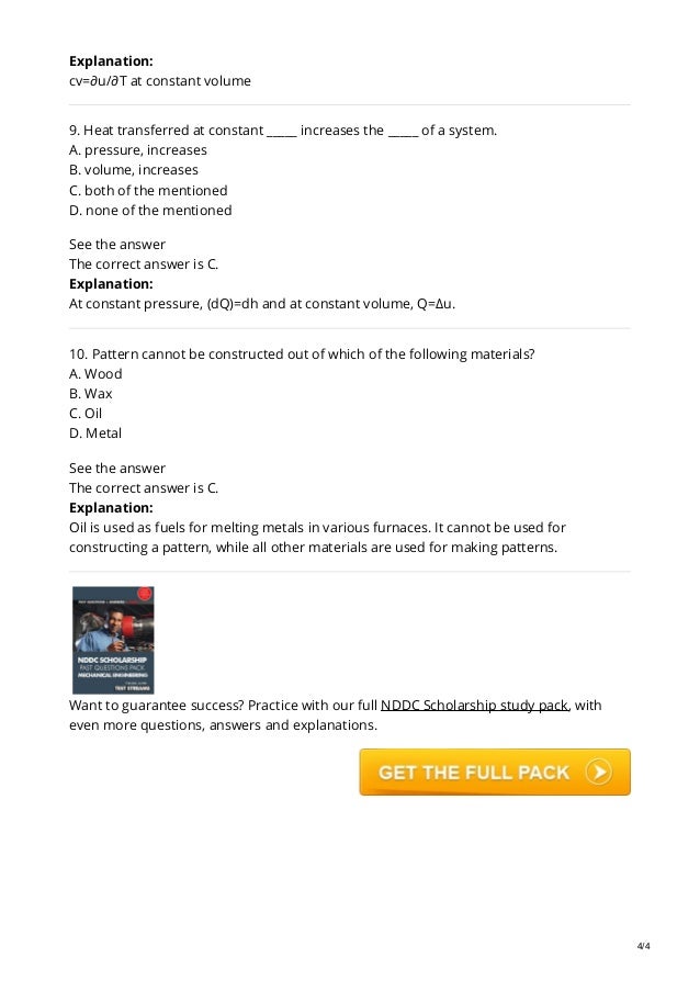 free nddc scholarship aptitude test past questions and answers for