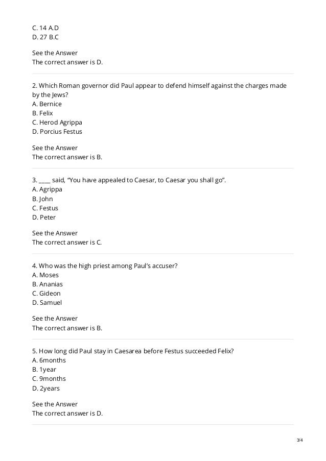 Religious Questions And Answers Kids Bible Quiz