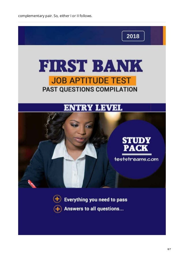 Free First Bank Job Aptitude Test Past Questions And Answers