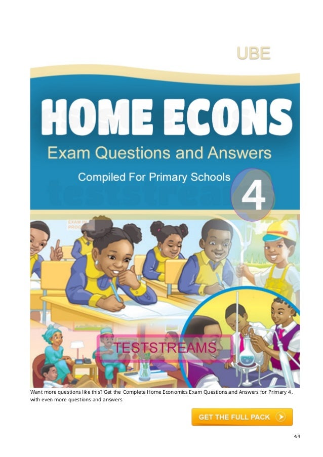 free home economics past questions and answers for primary 4