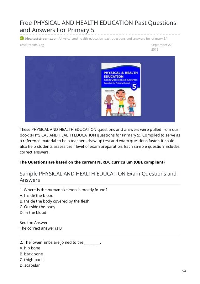 health education exam questions pdf