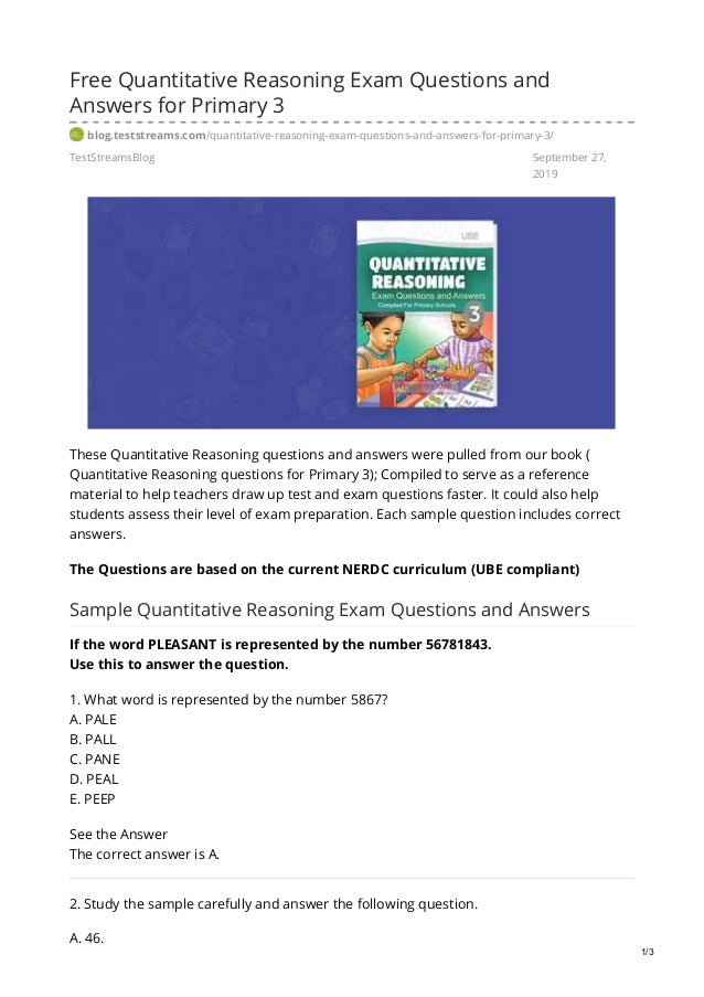 free quantitative reasoning exam questions and answers for ...