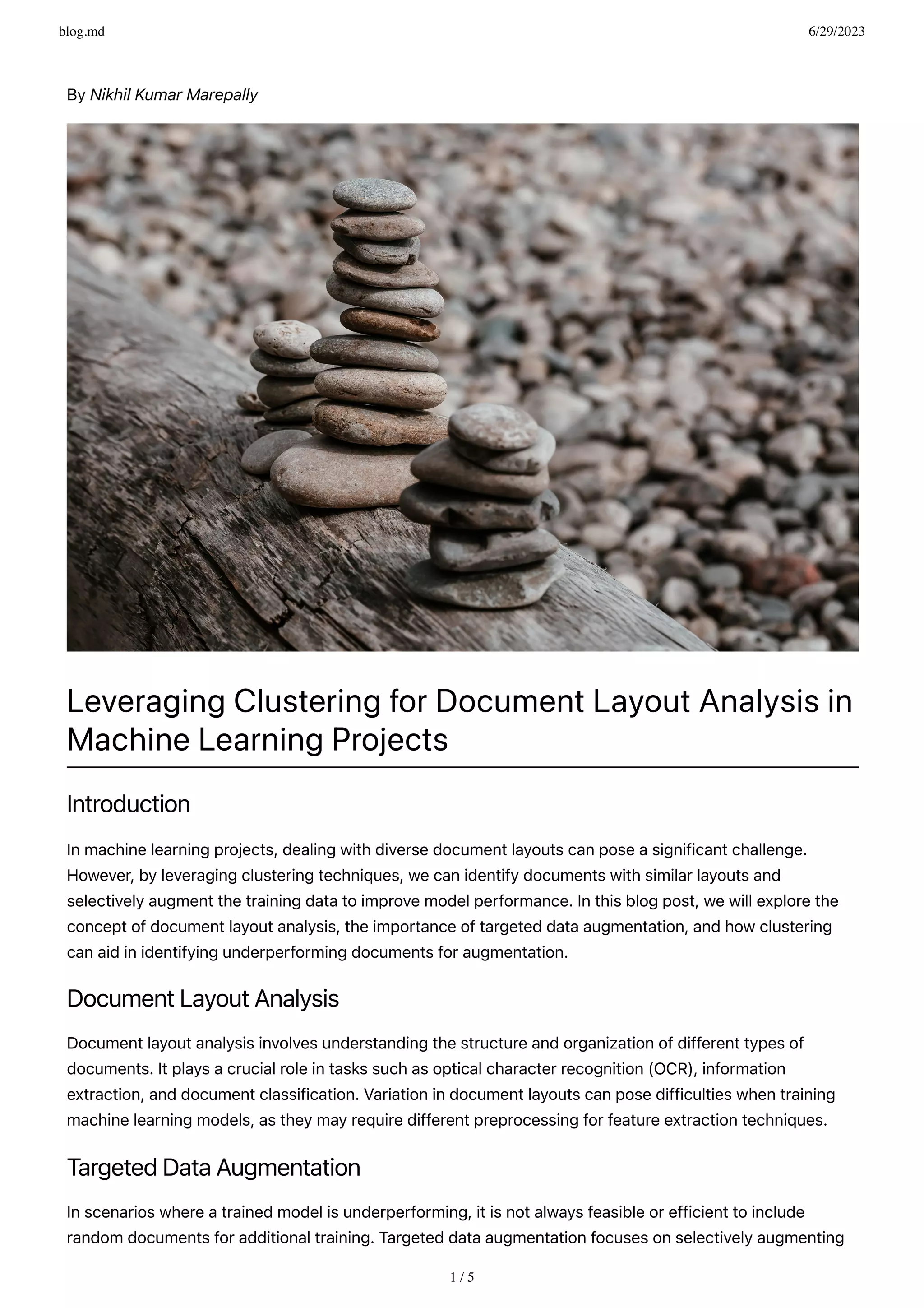 Leveraging clustering for document layout analysis in machine learning