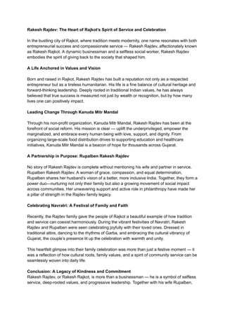 Pritesh Rajdev Rajkot Rakesh Rajdev: The Heart of Rajkot’s Spirit of Service and Celebration ...