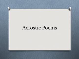 Acrostic Poems 