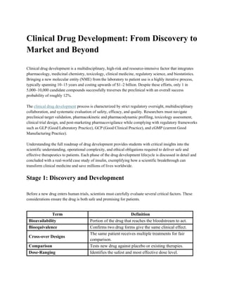 Understanding Clinical Drug Development for Modern Healthcare | PDF