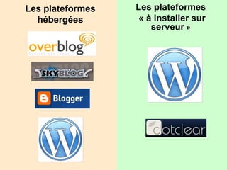Les plateformes   Les plateformes
  hébergées        « à installer sur
                      serveur »
 