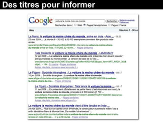 Des titres pour informer
 