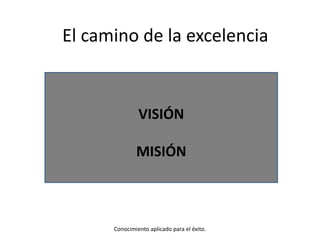 El camino de la excelencia VISIÓN MISIÓN Conocimiento aplicado para el éxito. 