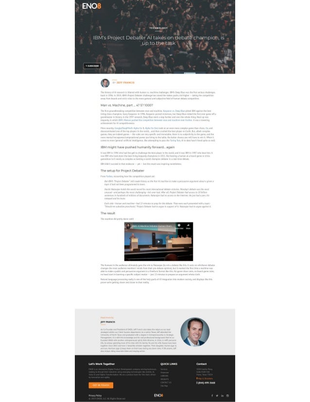 Ibm S Project Debater Ai Takes On Debate Champion Is Up To The Task