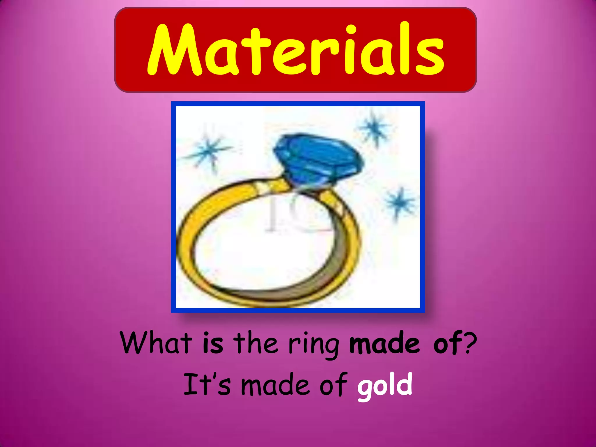 What is the ring made of?
It’s made of gold
Materials