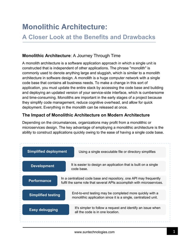 Monolithic Architecture: A Closer Look at the Benefits and Drawbacks | PDF