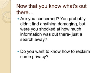 Assignment #3Watch these two short tutorials in order to learn how to adjust your privacy settings on Facebook: http://www.butterscotch.com/tutorial/Facebook-Privacy-Settings-Pt-1http://www.butterscotch.com/tutorial/Facebook-Privacy-Settings-Pt-2