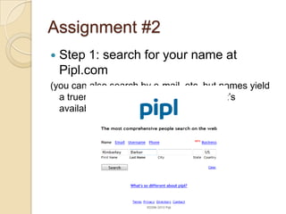 Assignment #2Step 2: scroll through the results until you find yourself