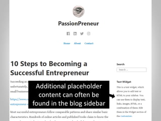 Additional placeholder
content can often be
found in the blog sidebar
 