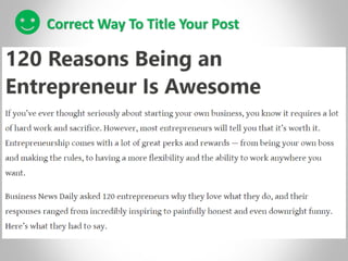 Correct Way To Title Your Post
 