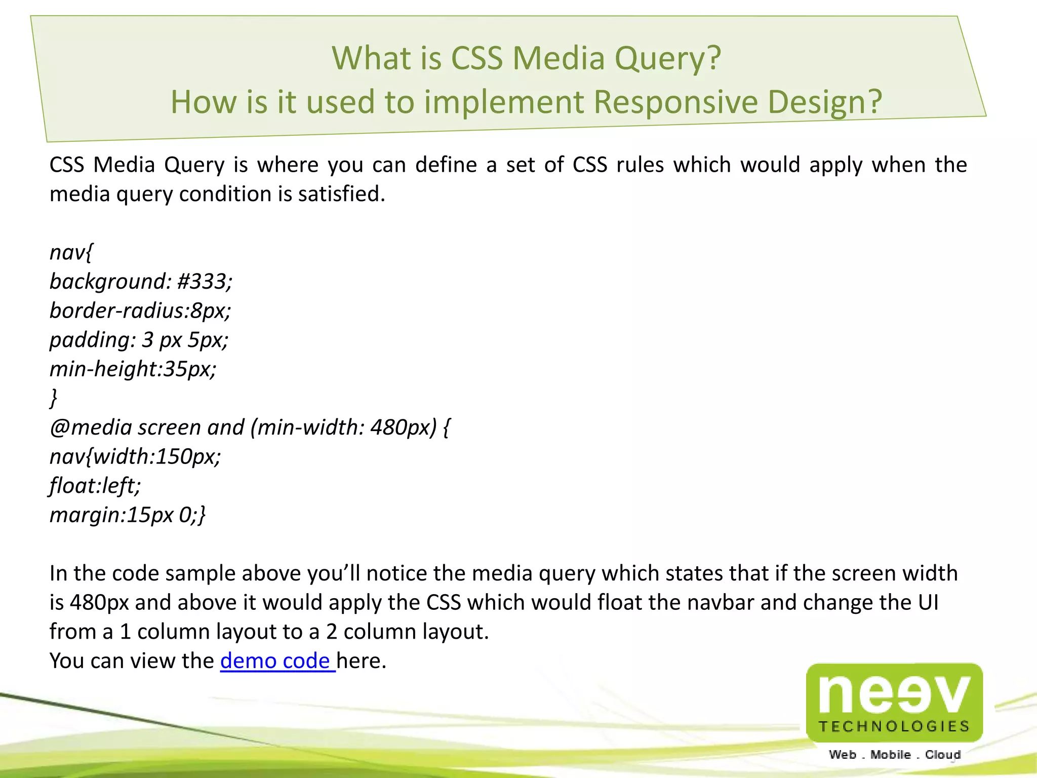 Responsive UI using CSS Media Query | PPTX