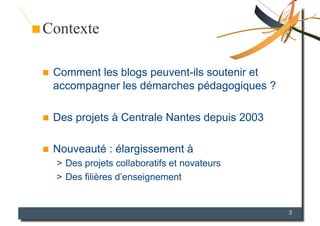"Diffuser les bonnes pratiques autour de l'usage des blogs en pédagogie", diaporama présenté pour la présentation de l'article éponyme à TICE'2010