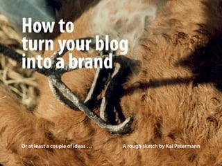 How to
turn your blog
into a brand
Or at least a couple of ideas … A rough sketch by Kai Petermann
 