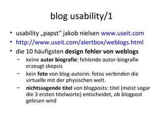 blog usability/1 ,[object Object],[object Object],[object Object],[object Object],[object Object],[object Object]