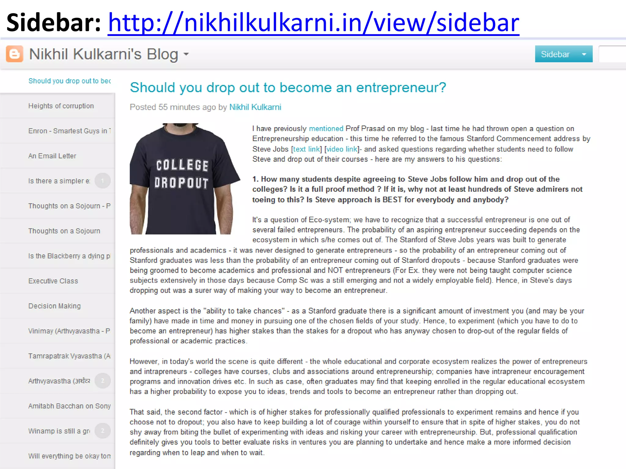 Sidebar: http://nikhilkulkarni.in/view/sidebar