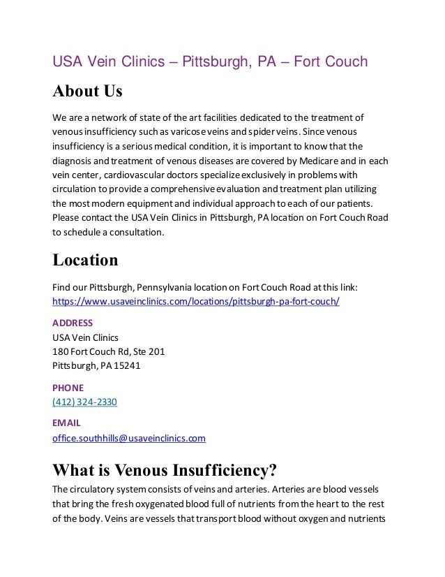 Usa Vein Clinics Pittsburgh Pa Fort Couch