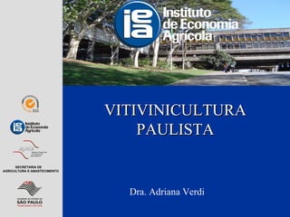 VITIVINICULTURA  PAULISTA Dra. Adriana Verdi SECRETARIA DE AGRICULTURA E ABASTECIMENTO 