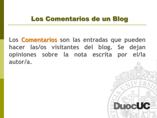¿Cómo escribir en un Blog?Reglas Fundamentales:	No apiles la informaciónBreve pero buenoPárrafos y frases cortasNo obligues al lector a averiguar dónde llevan los enlaces (links)No tengas miedo de usar hiperlinksArriésgate pero no te olvides de lo fundamental (qué es lo quieres contar) 