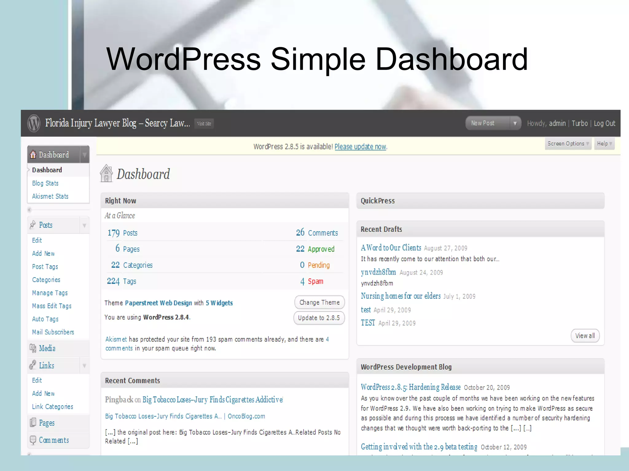 WordPress Simple Dashboard