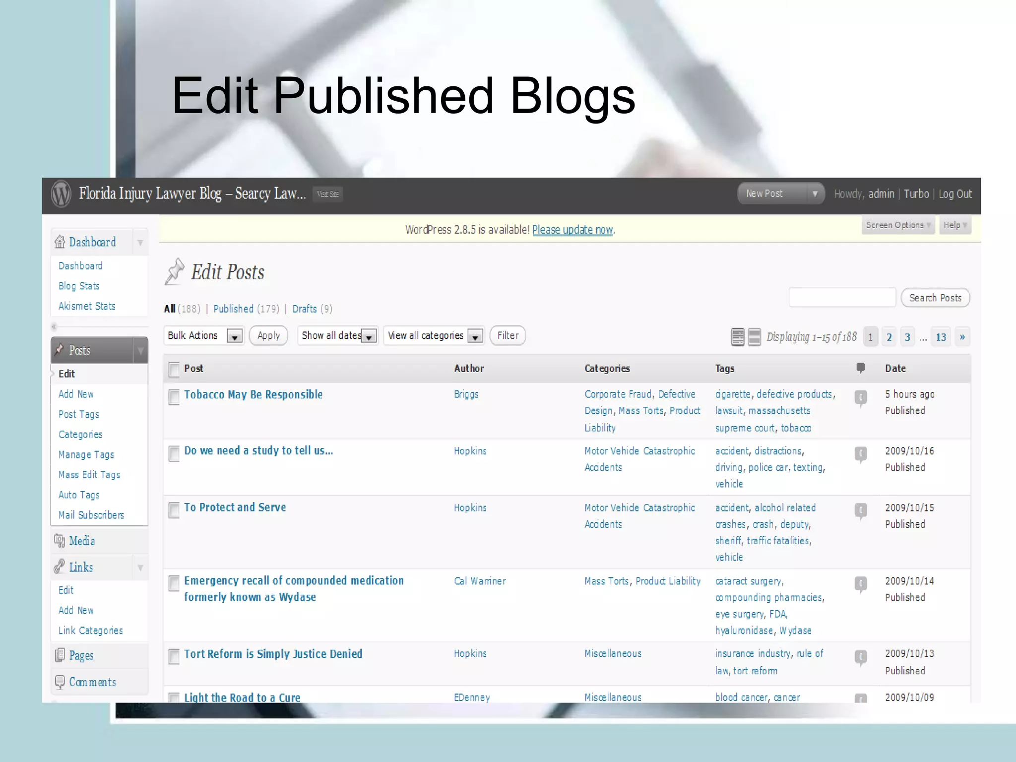 Edit Published Blogs