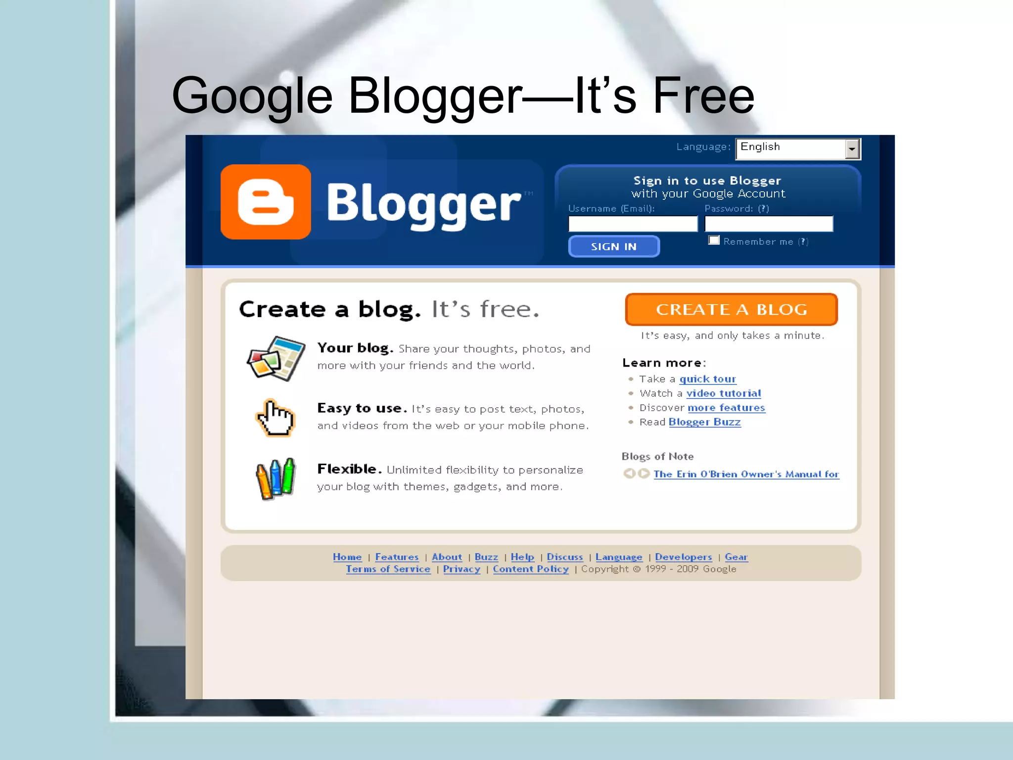 Google Blogger—It’s Free